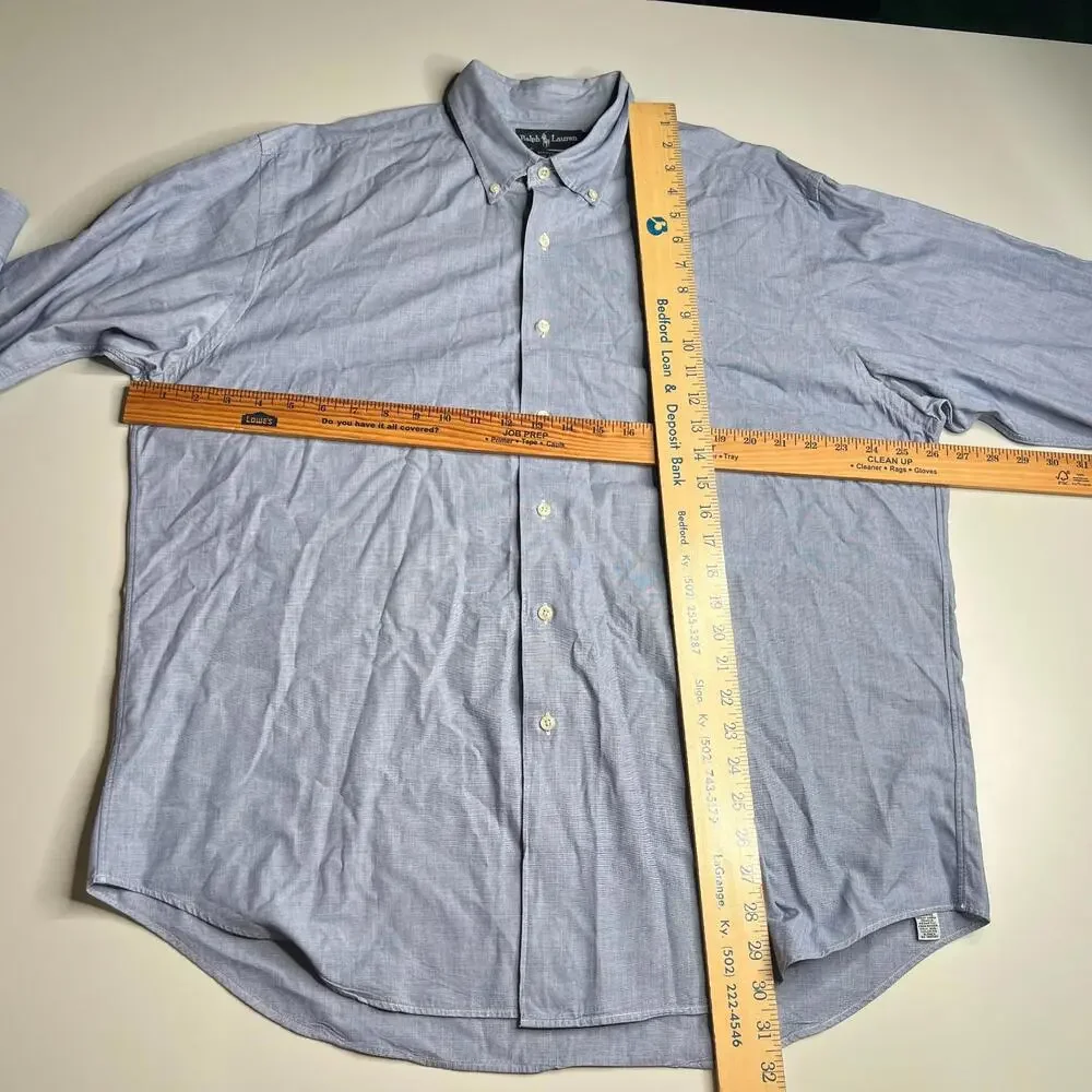 Lot 2 Ralph Lauren Men’s XL Button Down Shirts Blue & Green‎ Plaid 100% Cotton - Picture 9 of 14
